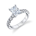Radiant Cut Wide Diamond Setting Classic Engagement Ring - Aloria