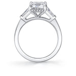 Emerald Cut Three Stone Hidden Halo Engagement Ring - Karrigan
