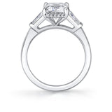Emerald Cut Three Stone Hidden Halo Engagement Ring - Karrigan