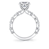 Round Cut Alternating Round and Marquise Diamond Engagement Ring - Cressida
