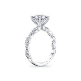 Round Cut Alternating Round and Marquise Diamond Engagement Ring - Cressida