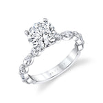 Round Cut Alternating Round and Marquise Diamond Engagement Ring - Cressida