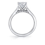 Diamond Bridge Accent Round Cut Solitaire Engagement Ring - Leslie