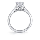 Diamond Bridge Accent Round Cut Solitaire Engagement Ring - Leslie