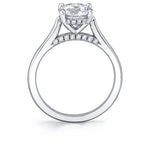 Diamond Bridge Accent Hidden Halo Round Cut Engagement Ring - Lisa
