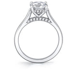 Diamond Bridge Accent Hidden Halo Round Cut Engagement Ring - Lisa