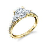 Round Cut Classic Three Stone Engagement Ring - Loretta