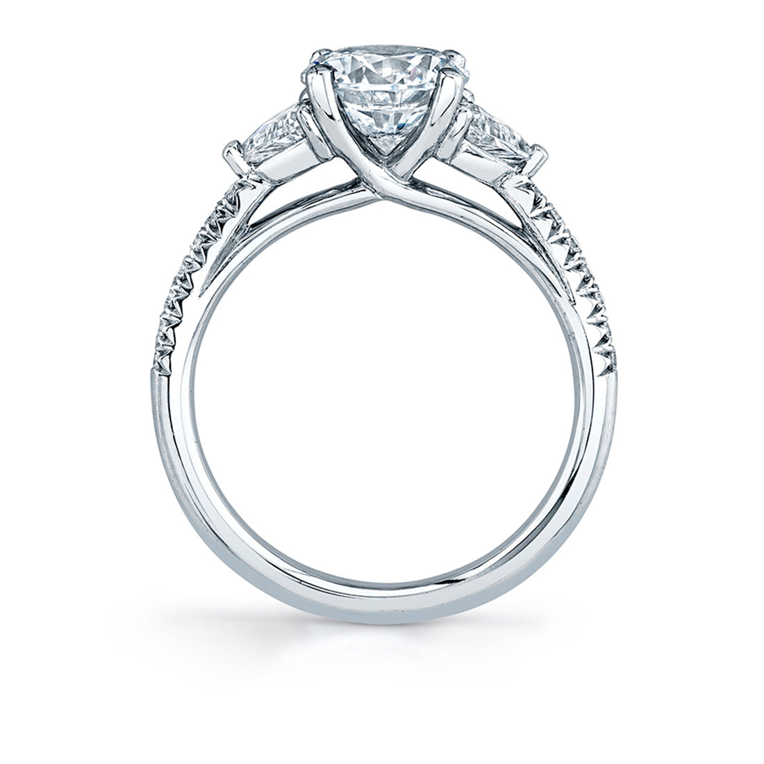 Round Cut Classic Three Stone Engagement Ring - Loretta