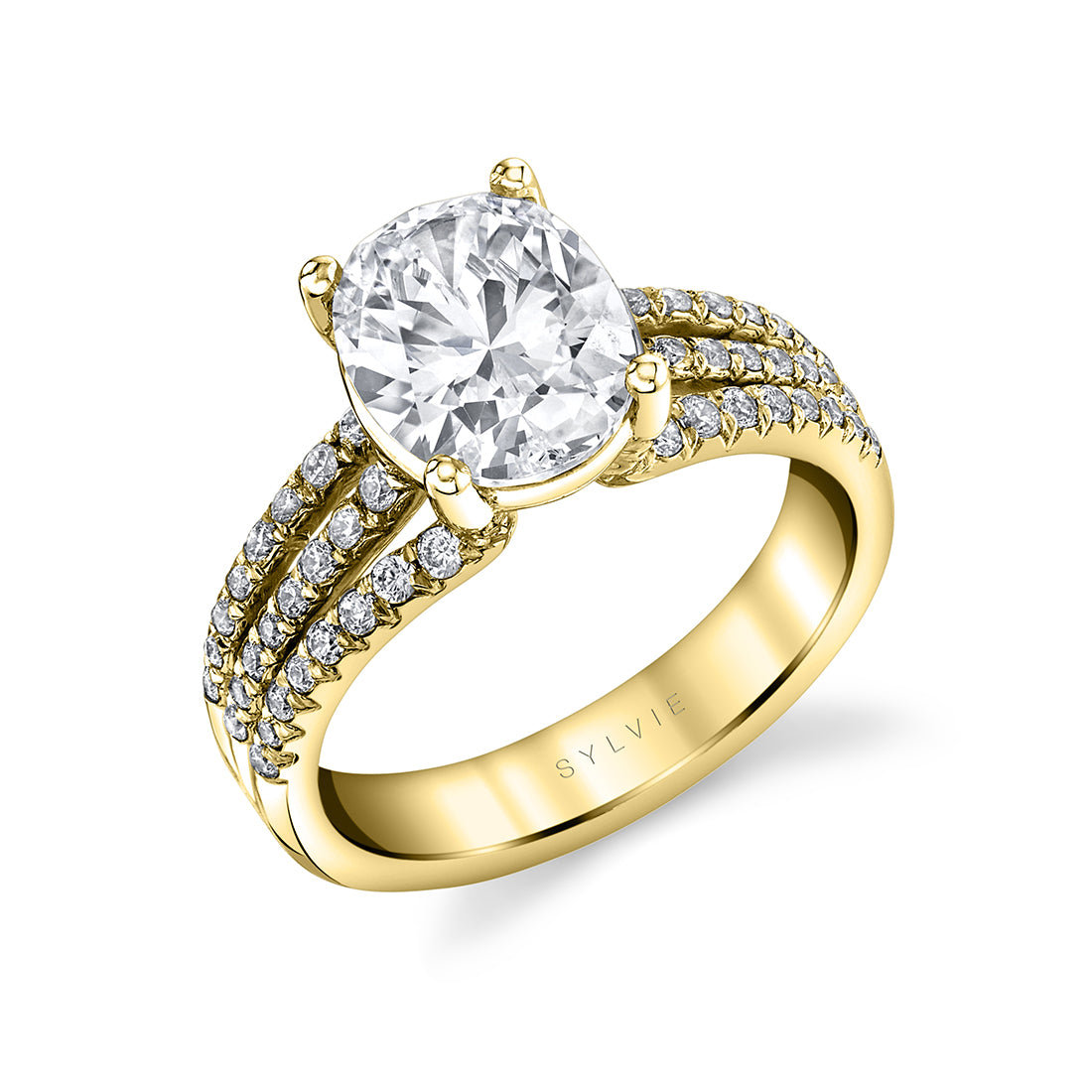 Oval Cut Split Shank Engagement Ring - Florencia