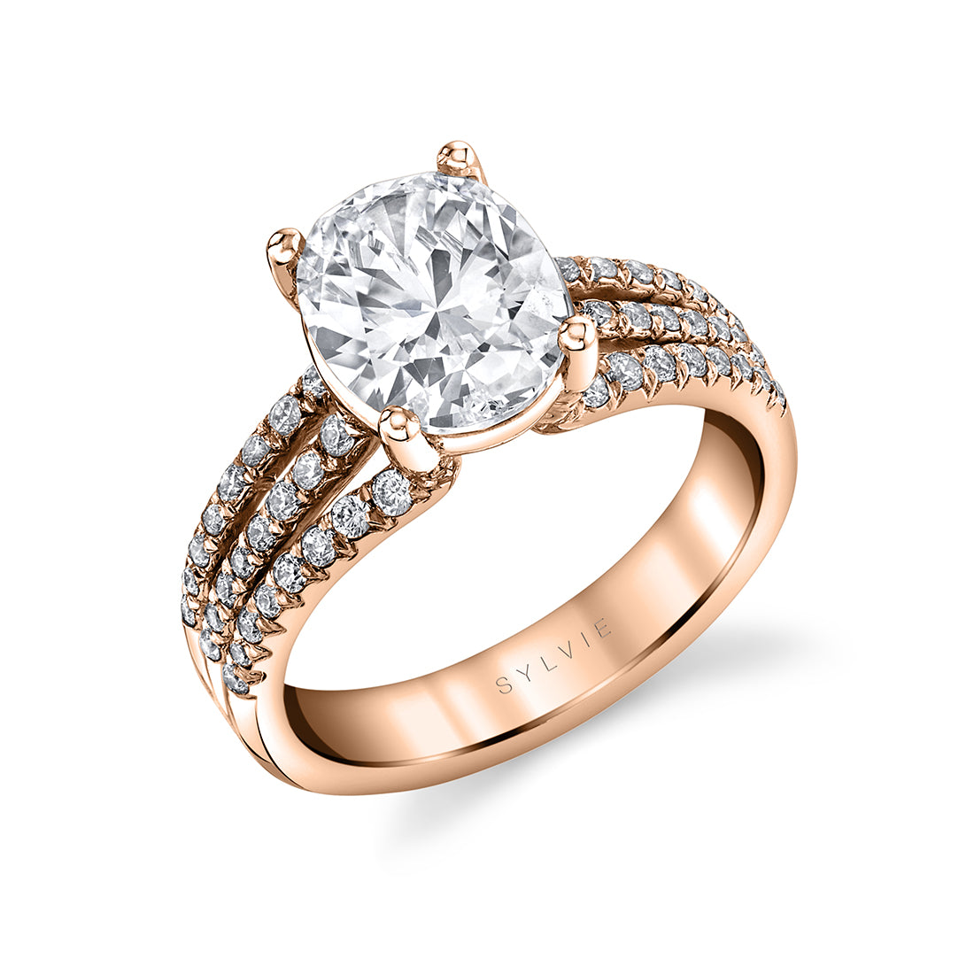 Oval Cut Split Shank Engagement Ring - Florencia