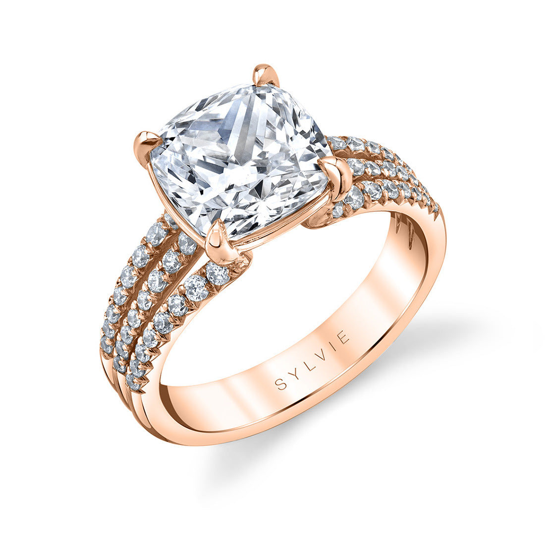 Cushion Cut Split Shank Engagement Ring - Florencia