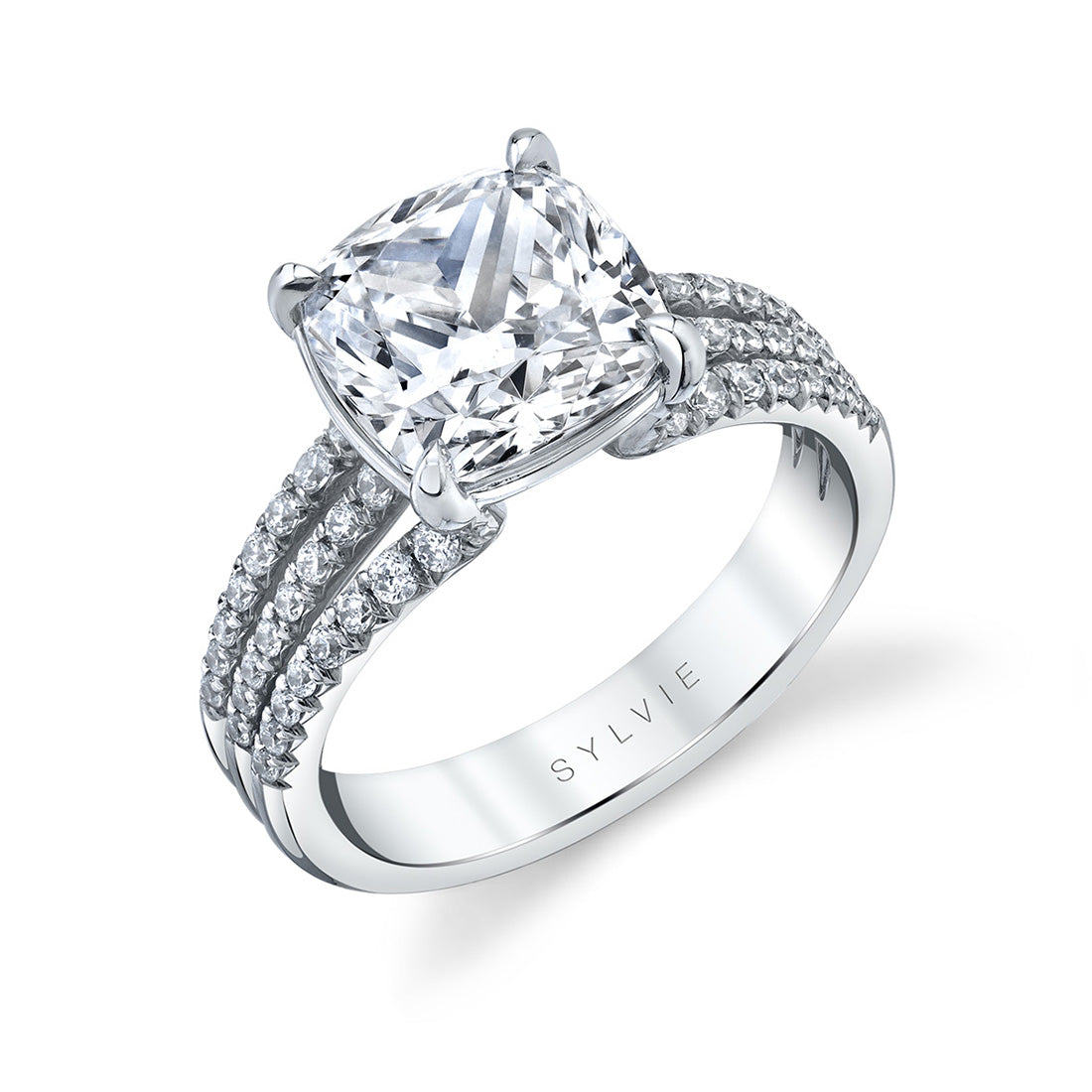 Cushion Cut Split Shank Engagement Ring - Florencia