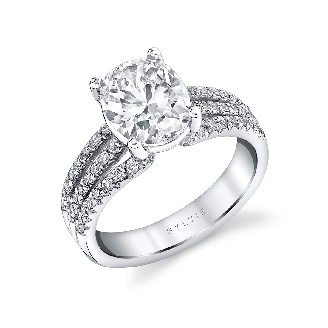 Oval Cut Split Shank Engagement Ring - Florencia
