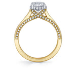 Round Cut Diamond Profile Hidden Halo Engagement Ring - Sawyer
