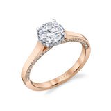 Round Cut Diamond Profile Hidden Halo Engagement Ring - Sawyer