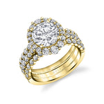 Round Cut Split Shank Halo Engagement Ring - Abigail