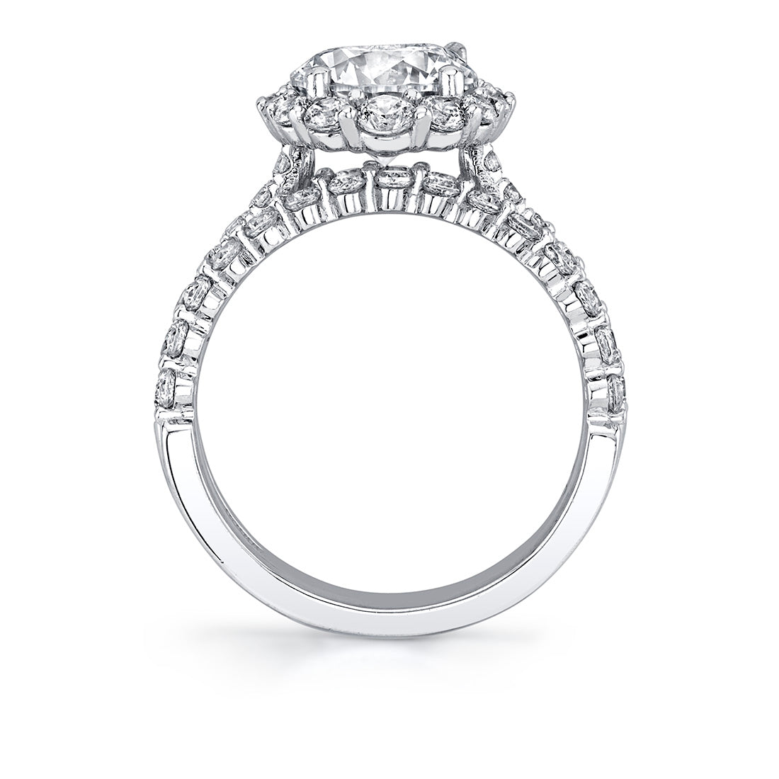 Round Cut Split Shank Halo Engagement Ring - Abigail