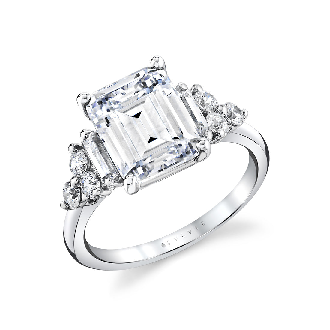 Emerald Cut Multi Stone Engagement Ring - Caisyn