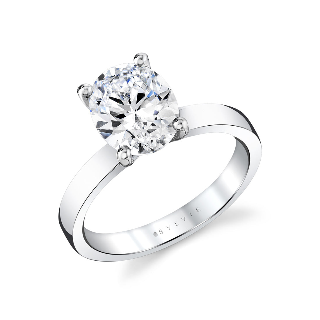 Oval Cut Flat Edge Solitaire Engagement Ring - Ember