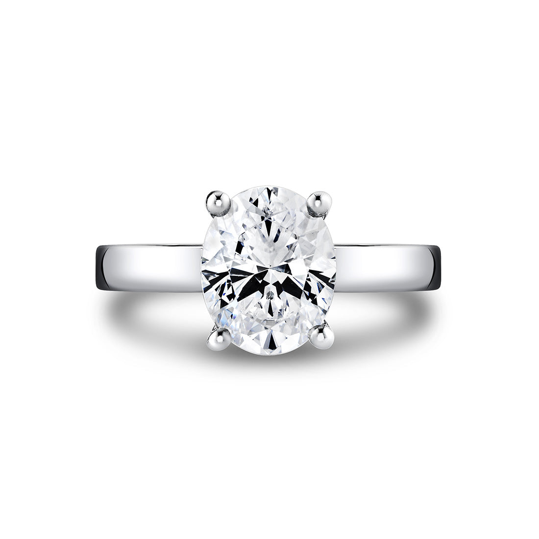 Oval Cut Flat Edge Solitaire Engagement Ring - Ember