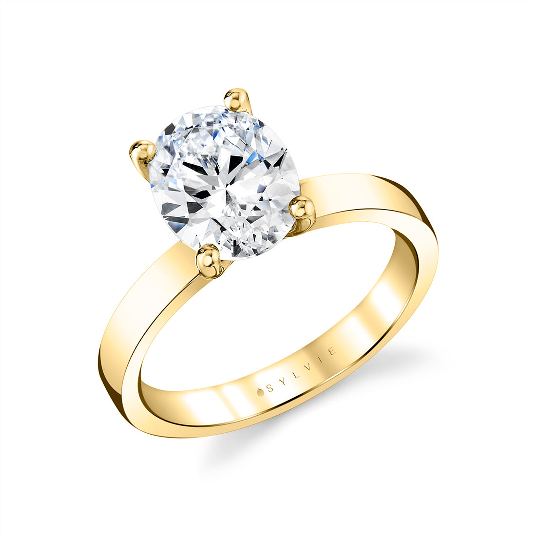 Oval Cut Flat Edge Solitaire Engagement Ring - Ember