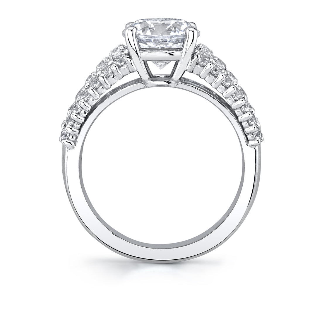 Round Cut Three Row Diamond Band Engagement Ring - Abby