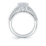 Round Cut Three Row Diamond Band Engagement Ring - Abby