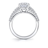 Round Cut Three Row Diamond Band Engagement Ring - Abby
