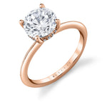 Round Cut Solitaire Engagement Ring with Milgrain Details - Ila