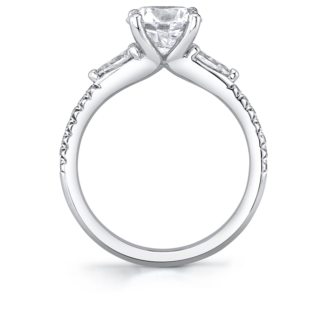 Round Cut Classic Three Stone Engagement Ring - Lorena