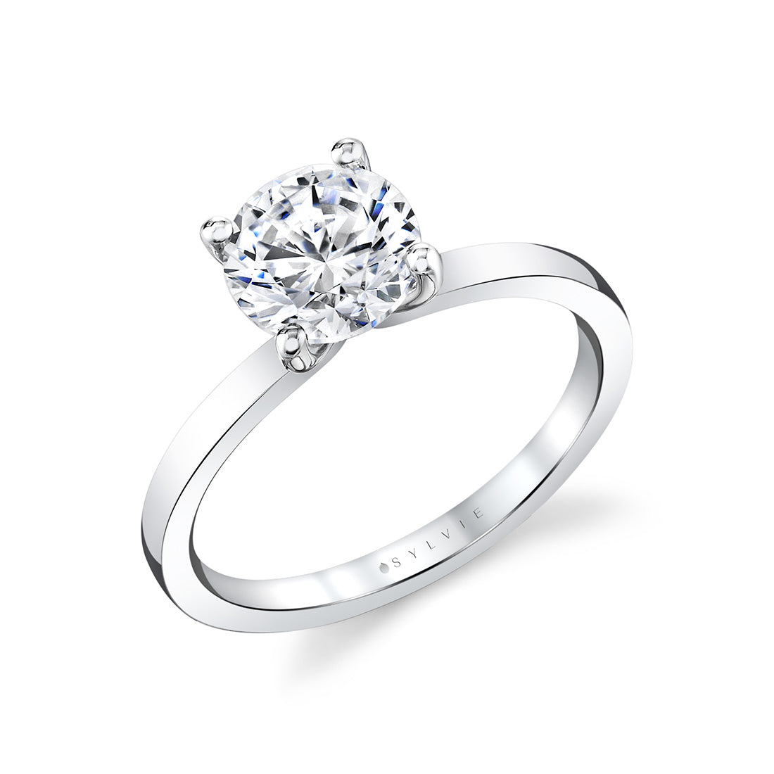 Round Cut Flat Edge Solitaire Engagement Ring - Sydney