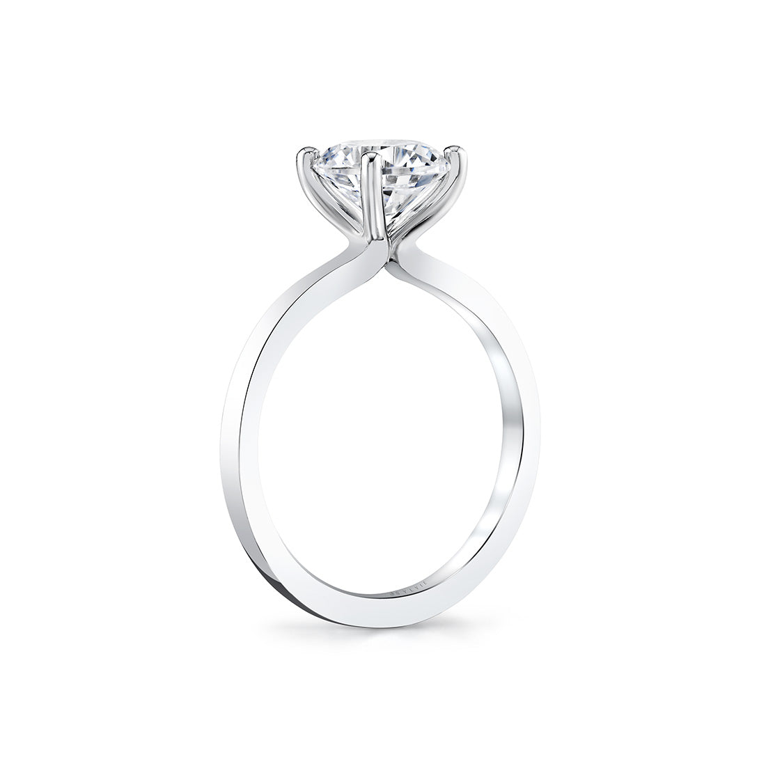 Round Cut Flat Edge Solitaire Engagement Ring - Sydney