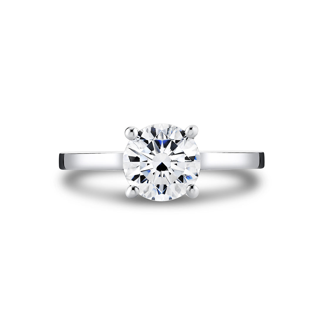 Round Cut Flat Edge Solitaire Engagement Ring - Sydney