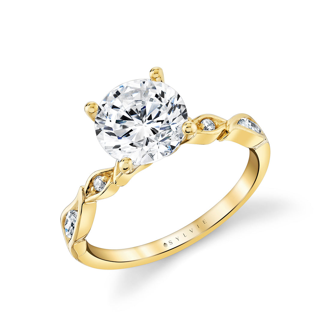 Tulira Alternating Marquise and Round Diamond Leaf Shaped Engagement Ring - Hortensia