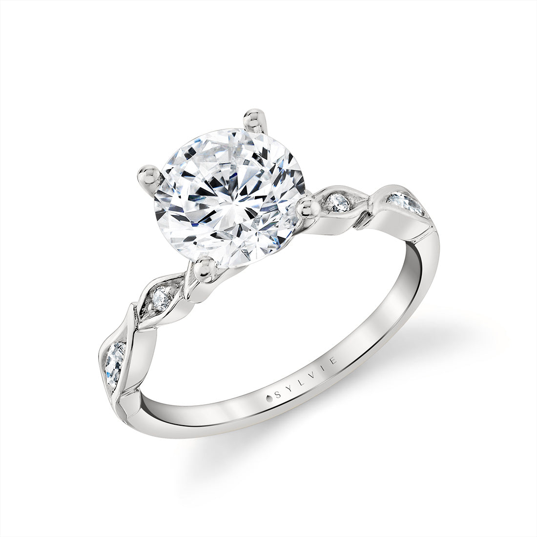 Tulira Alternating Marquise and Round Diamond Leaf Shaped Engagement Ring - Hortensia
