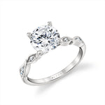 Tulira Alternating Marquise and Round Diamond Leaf Shaped Engagement Ring - Hortensia