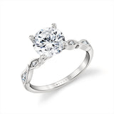 Tulira Alternating Marquise and Round Diamond Leaf Shaped Engagement Ring - Hortensia