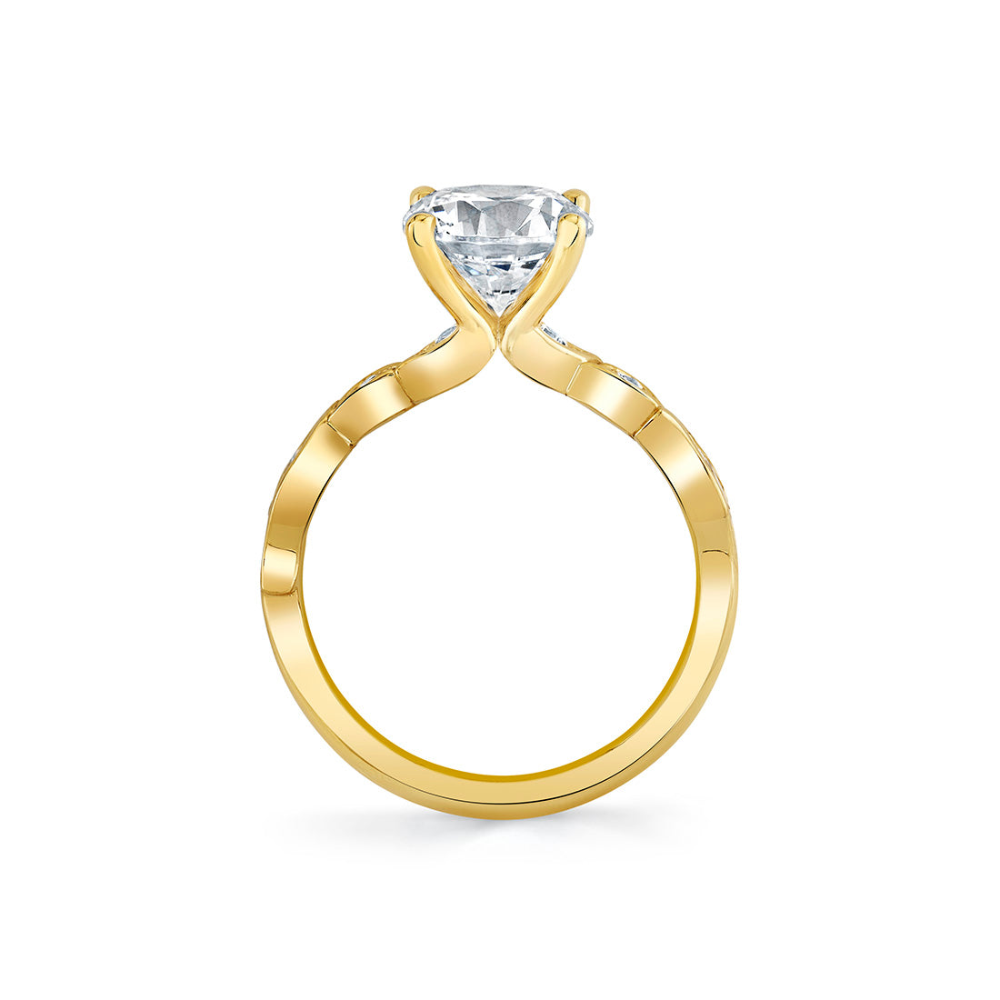 Tulira Alternating Marquise and Round Diamond Leaf Shaped Engagement Ring - Hortensia