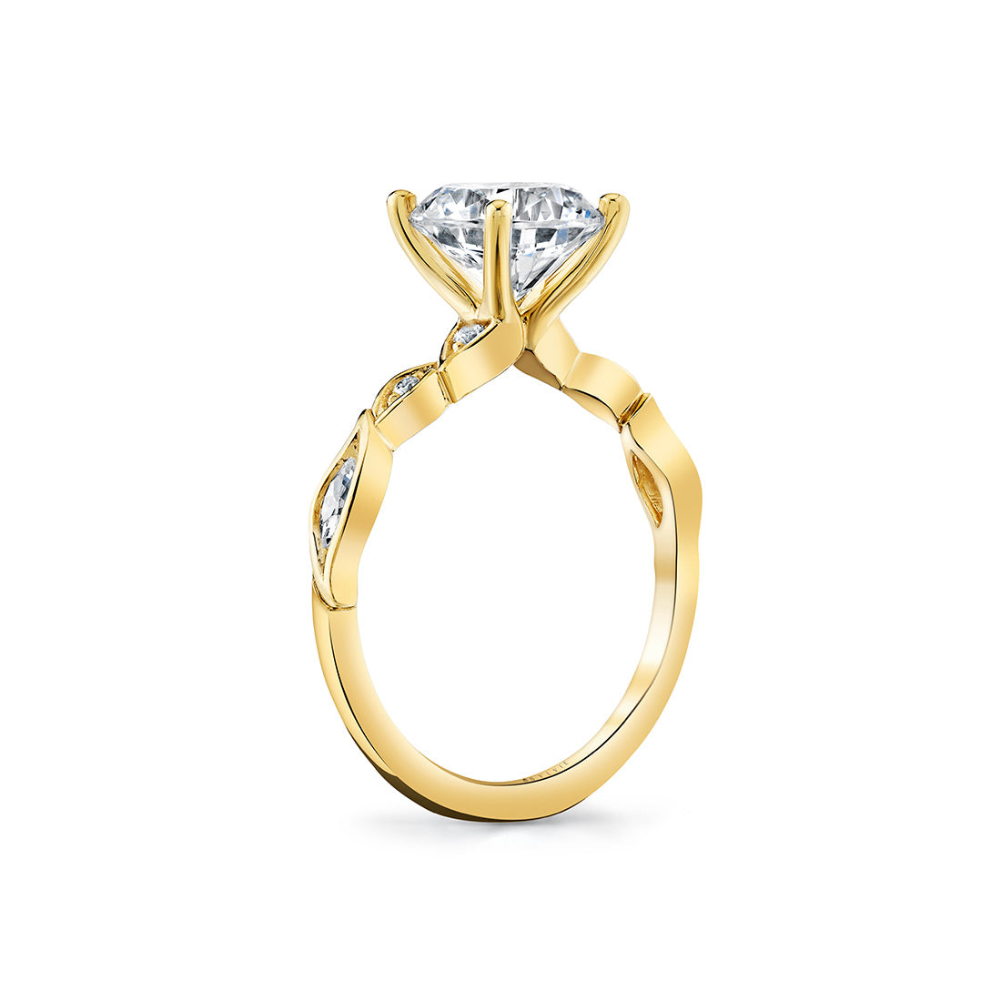 Tulira Alternating Marquise and Round Diamond Leaf Shaped Engagement Ring - Hortensia