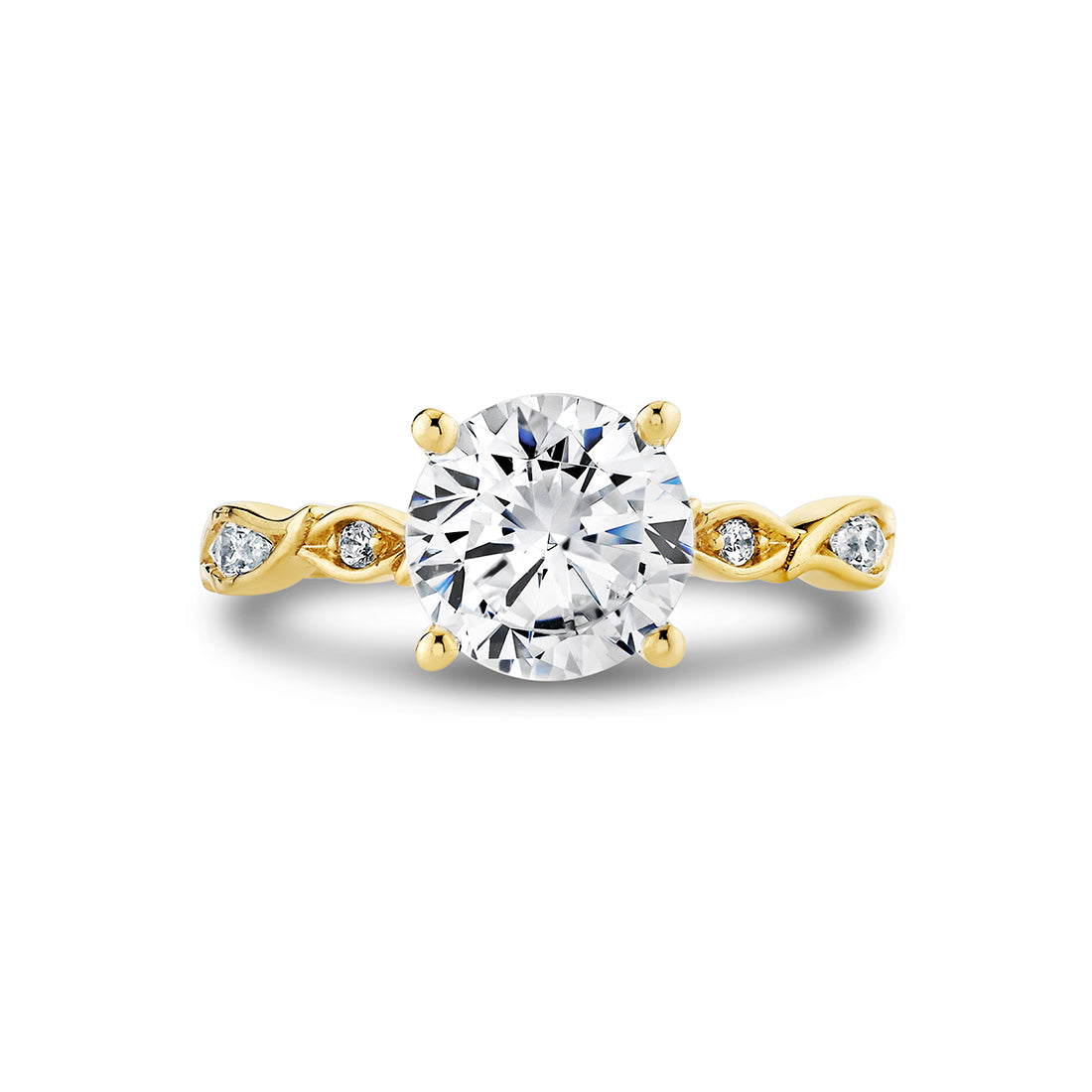 Tulira Alternating Marquise and Round Diamond Leaf Shaped Engagement Ring - Hortensia