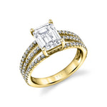 Ainsley - 3-Row Split-Shank Diamond Band Emerald Cut Engagement Ring