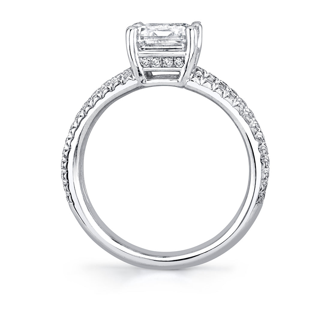 Ainsley - 3-Row Split-Shank Diamond Band Emerald Cut Engagement Ring