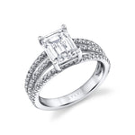 Ainsley - 3-Row Split-Shank Diamond Band Emerald Cut Engagement Ring