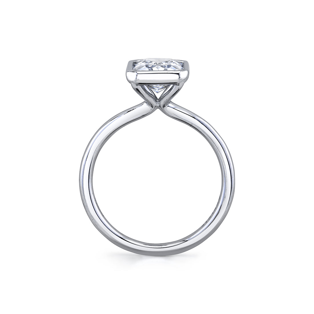 Emerald Cut Bezel Set Engagement Ring - Cliodhna