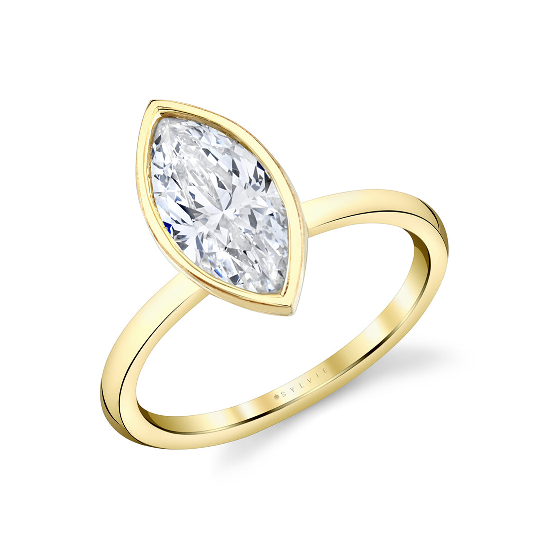 Marquise Cut Bezel Set Engagement Ring - Cliodhna