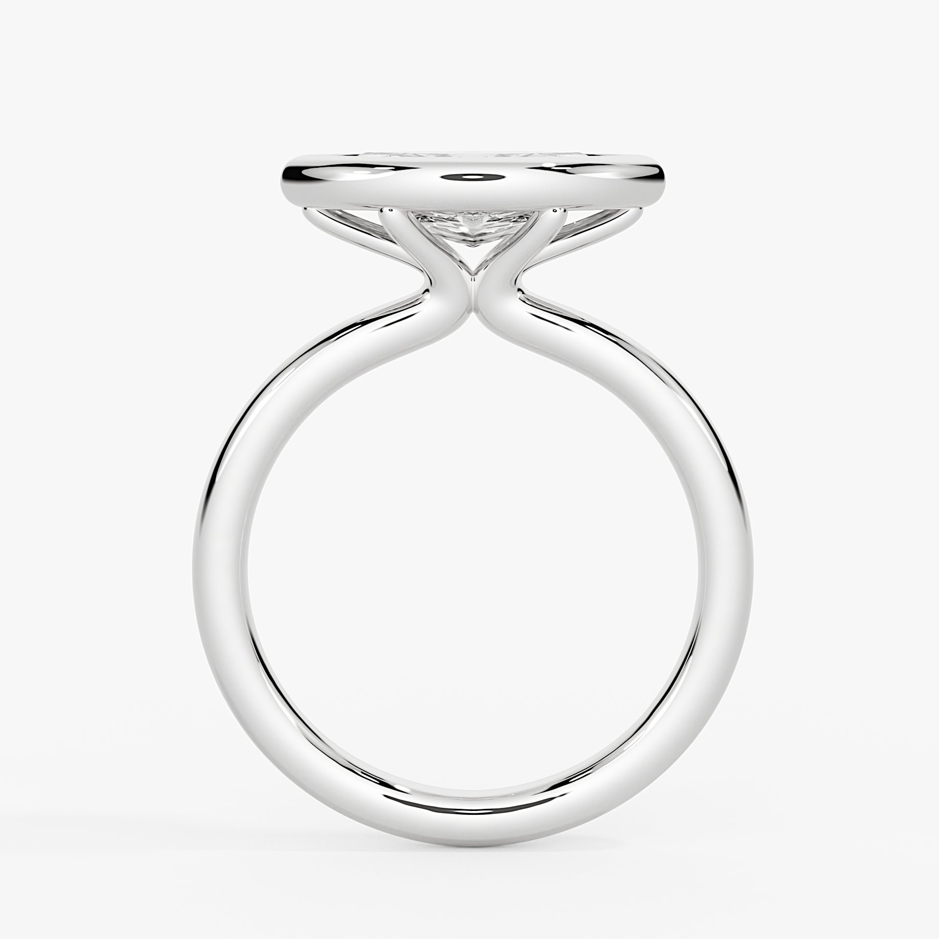 East to West Marquise Cut Bezel Engagement Ring - Cliodhna