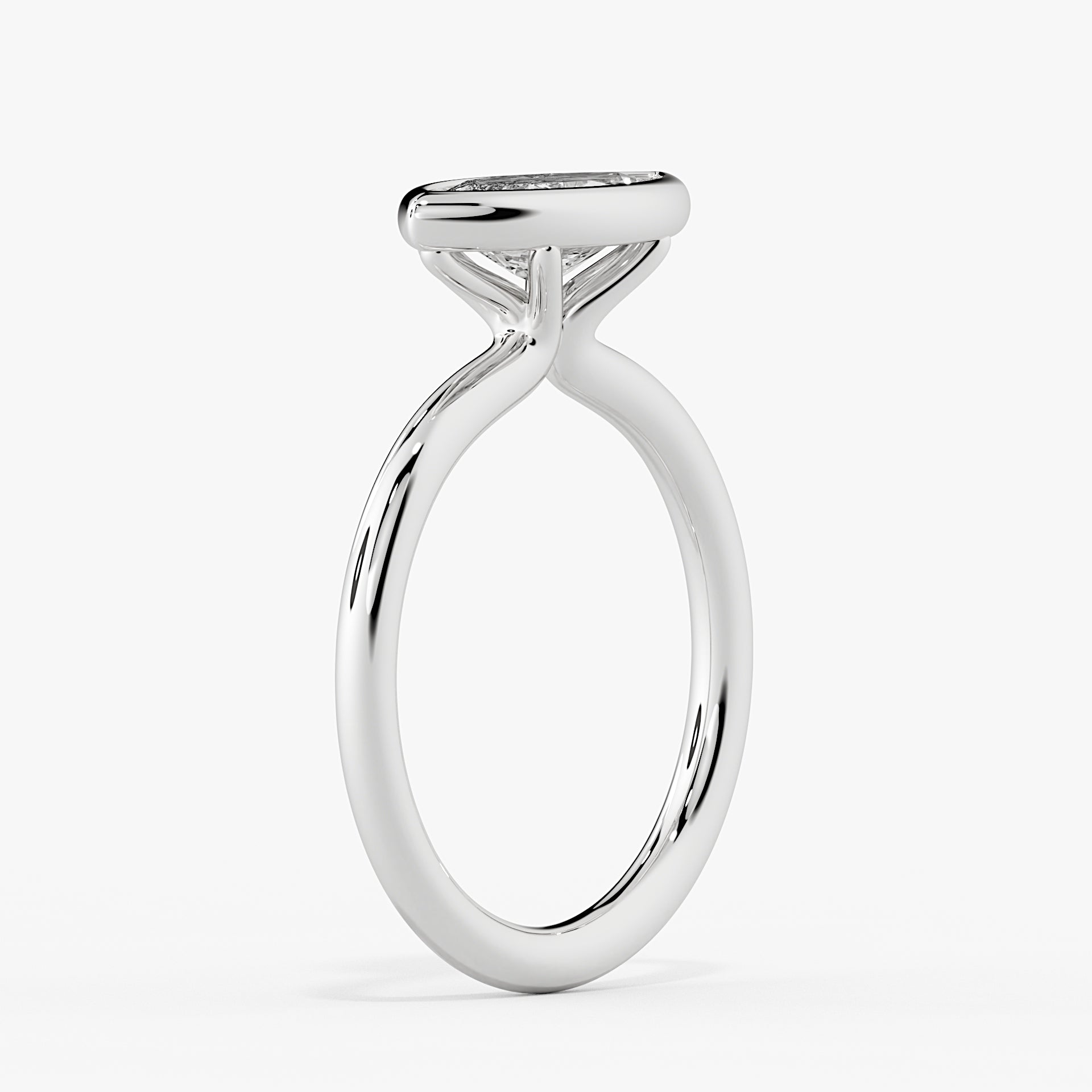 East to West Marquise Cut Bezel Engagement Ring - Cliodhna
