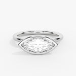 East to West Marquise Cut Bezel Engagement Ring - Cliodhna