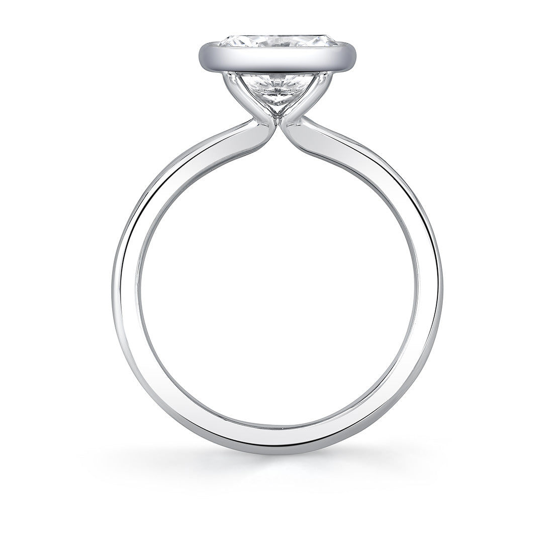 East West Oval Cut Bezel Set Engagement Ring - Cliodhna