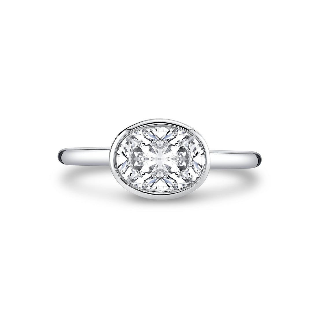 East West Oval Cut Bezel Set Engagement Ring - Cliodhna